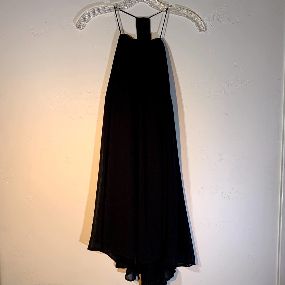 ASOS petite black t-shirt spaghetti strap with beaded back dress size 2